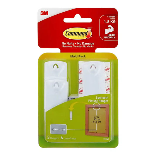 x3 Pack - 3M COMMAND Adhesive Sawtooth Picture Hanger