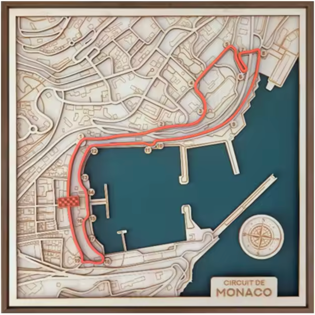 F1 Circuit Wooden Track Frame - Monaco (Monaco GP)